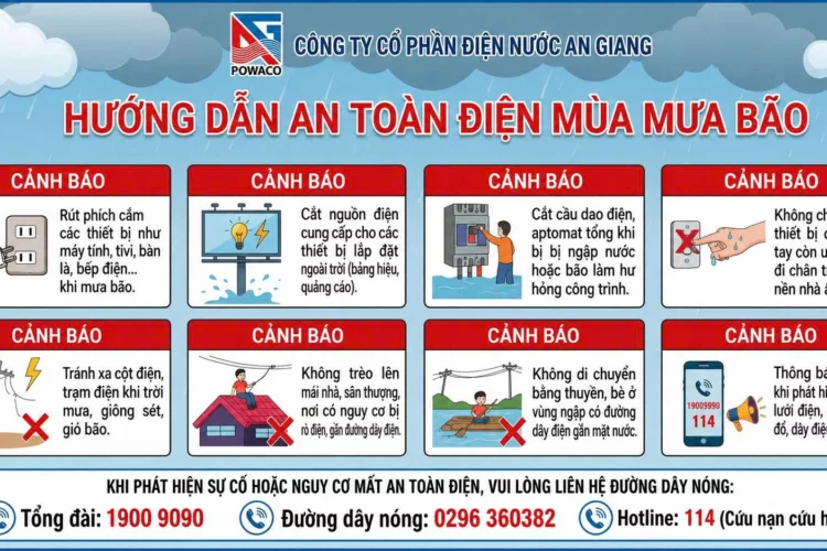 POWACO khuyến cáo sử dụng điện an toàn trong mùa mưa bão